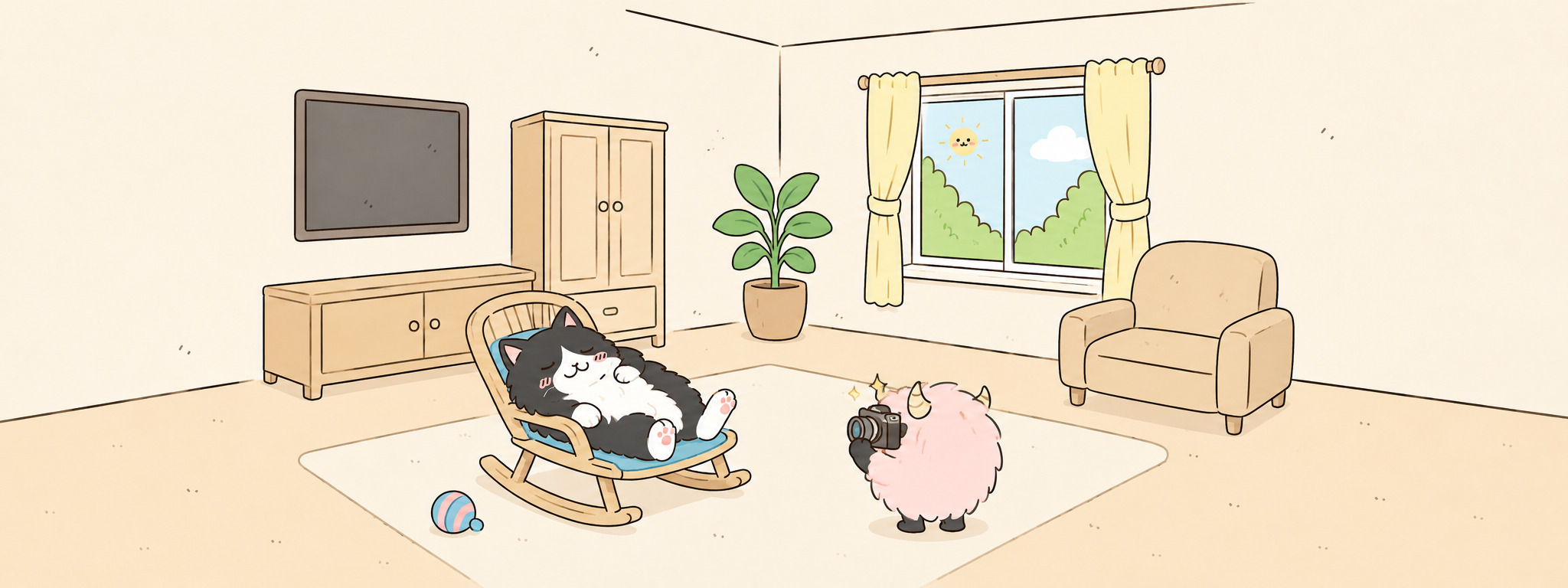Snuffy relaxing while Muffuffu takes a photo