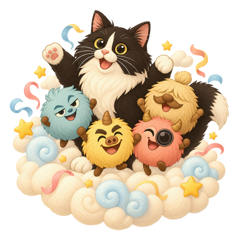 The friends flying through Fluffy Sky